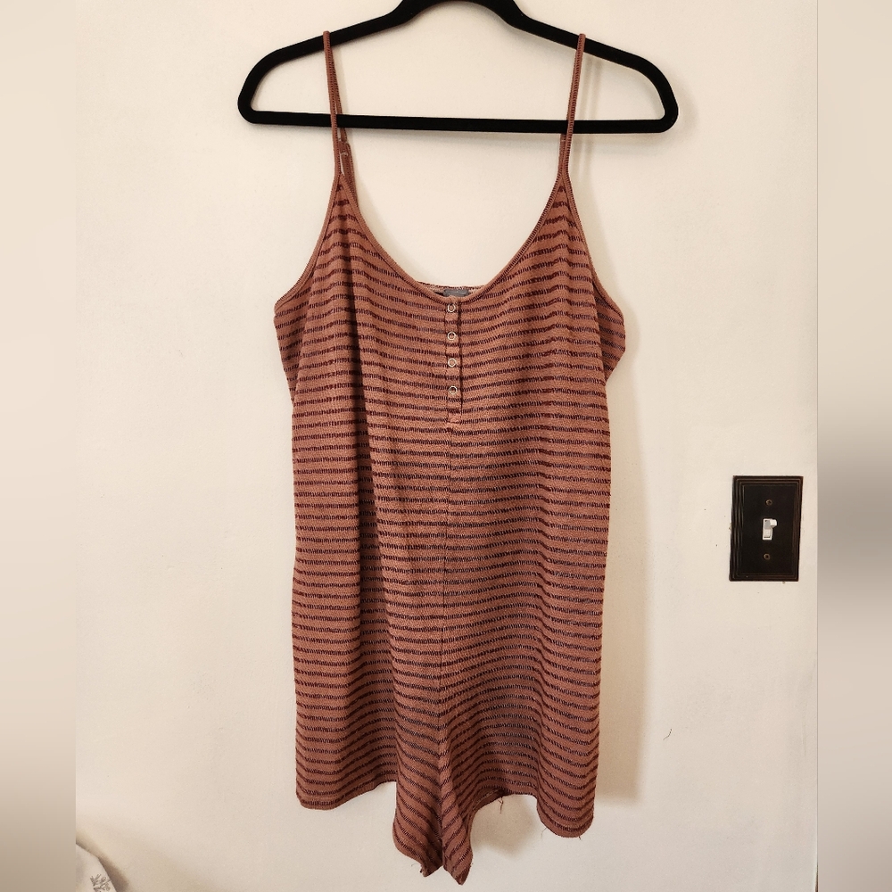 Aerie Striped Brown Jumpsuit